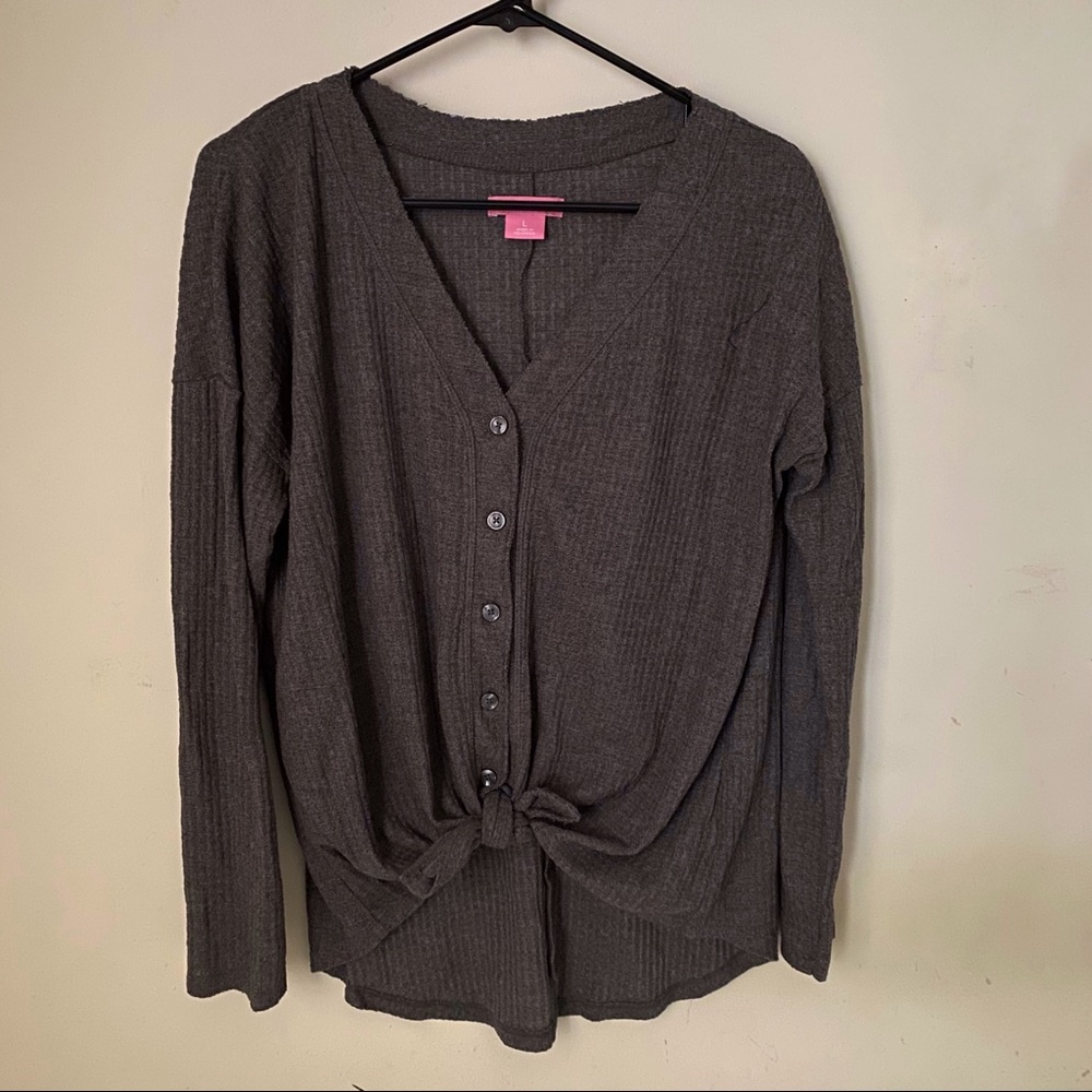 Dark Gray Button Up Sweater